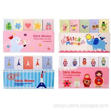 Sticky memo notepad, measures 8x5.5cm, with soft cover, lovely design